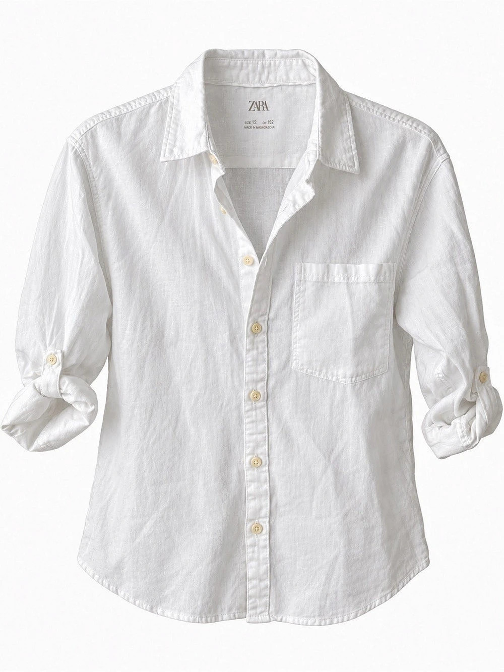 Zara Button Down Linen Shirt in White Size 12 Like New
